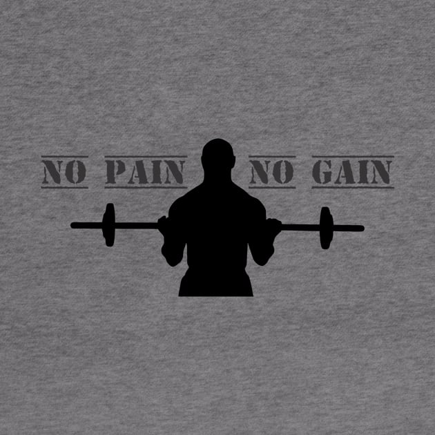 Silhouette No Pain No Gain man with Dumbbells GYM by YellowQueen